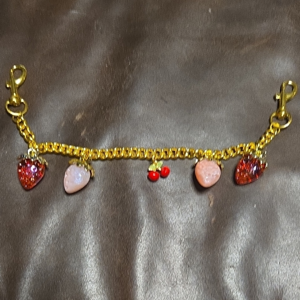 Gold Strawberry Charm Chain